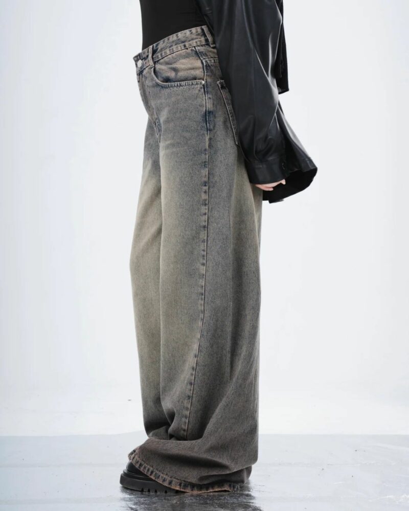 Dirty Grey Spill Baggy Pratique Jeans