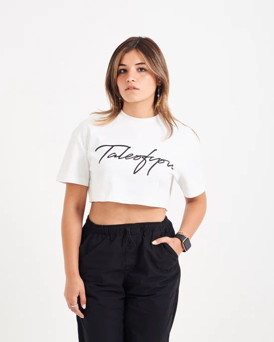 Signature Crop White TEE