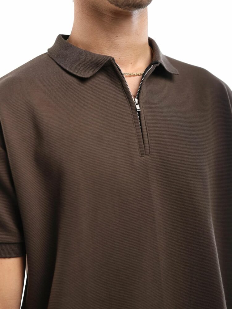 Brown Quarter Zip Shirt