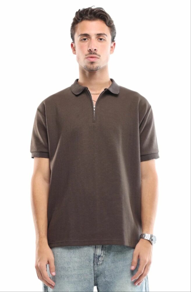 Brown Quarter Zip Shirt