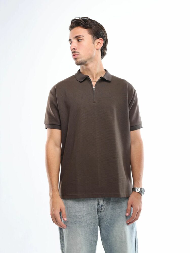 Brown Quarter Zip Shirt