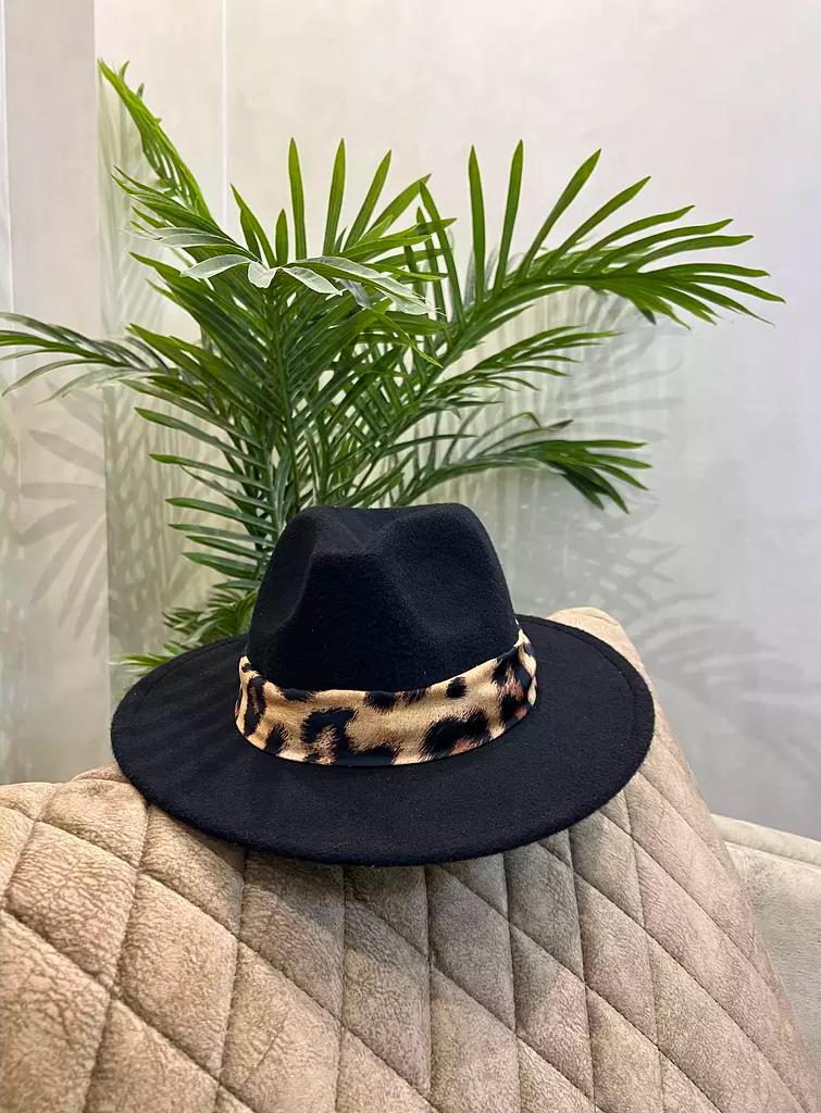 Black Leopard Fedora Hat 2