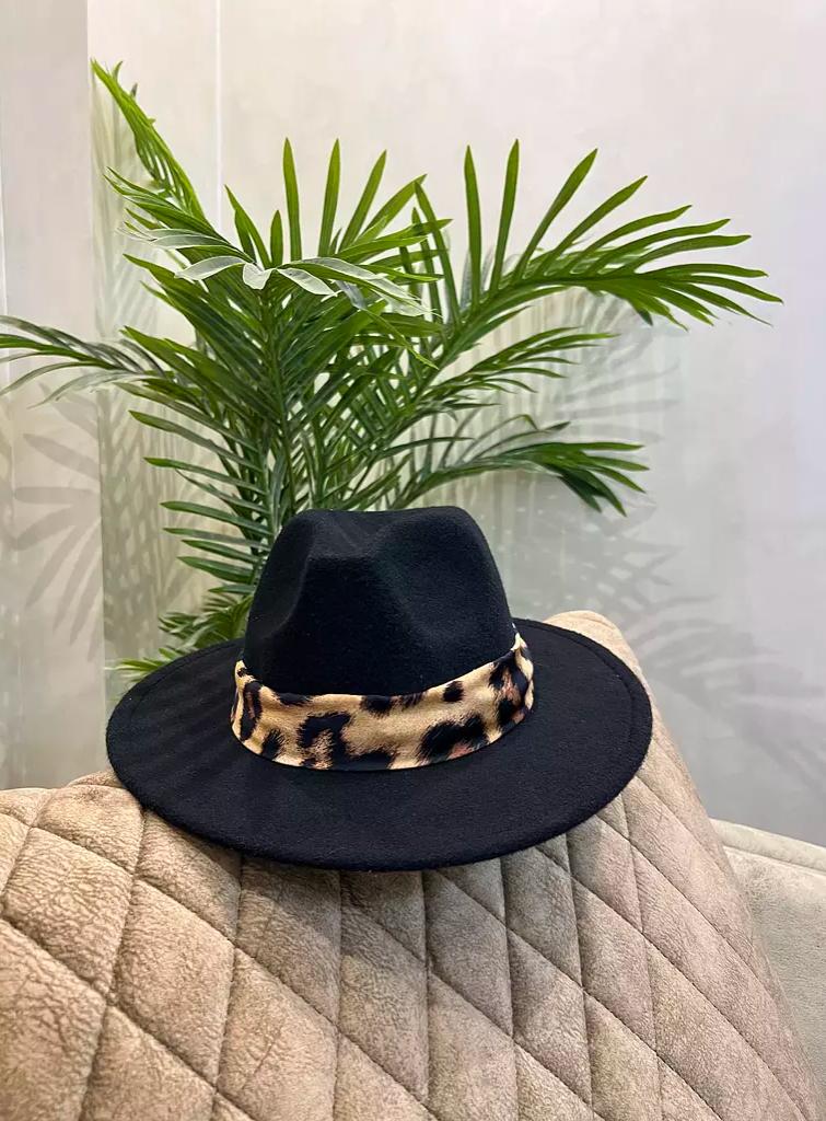 Black Leopard Fedora Hat