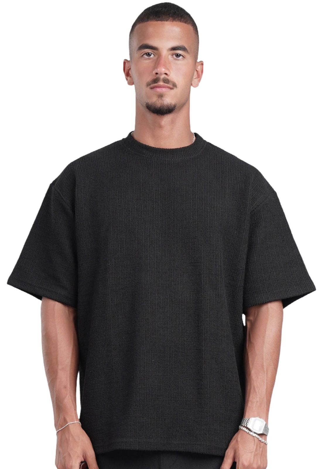 Black Textured Tee 7