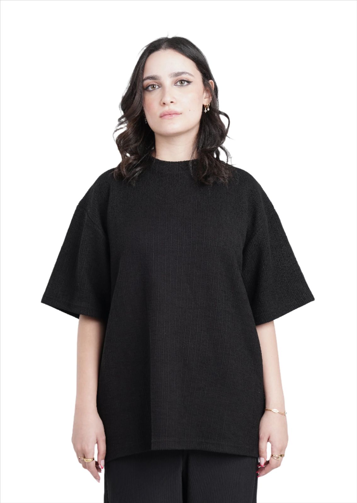 Black Textured Tee 8