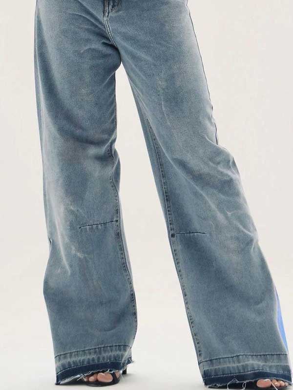 Flare Blue Leather Jeans 2