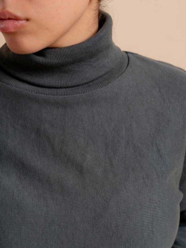 High Collar Top Charcoal Grey 3