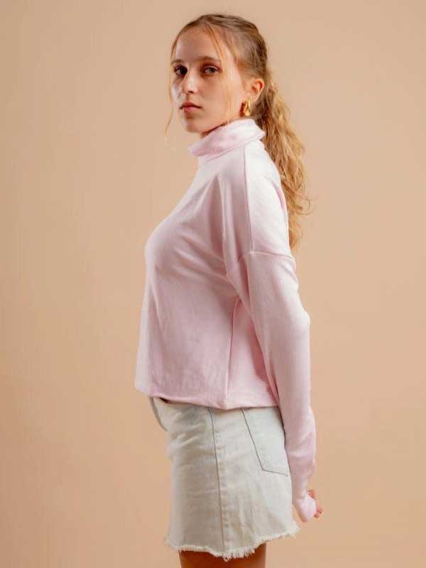 High Collar Top Dewy Rose 3