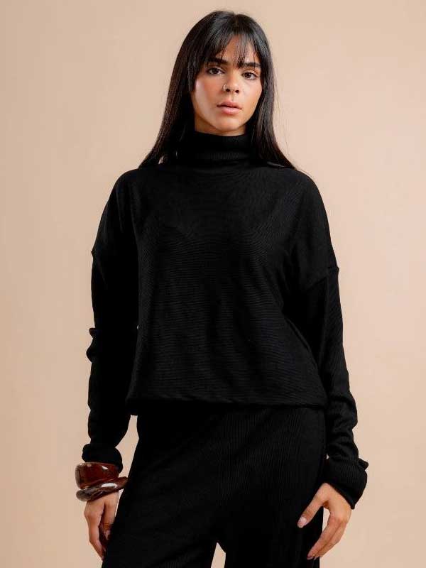 High Collar Top Midnight Balck 2