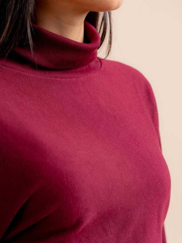 High Collar Top Scarlet Burgundy 3